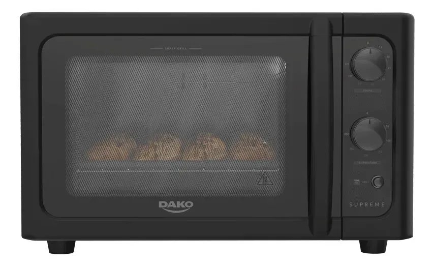 Forno de Bancada Elétrico Dako Supreme com 44 Litros e Grill Dourador Preto