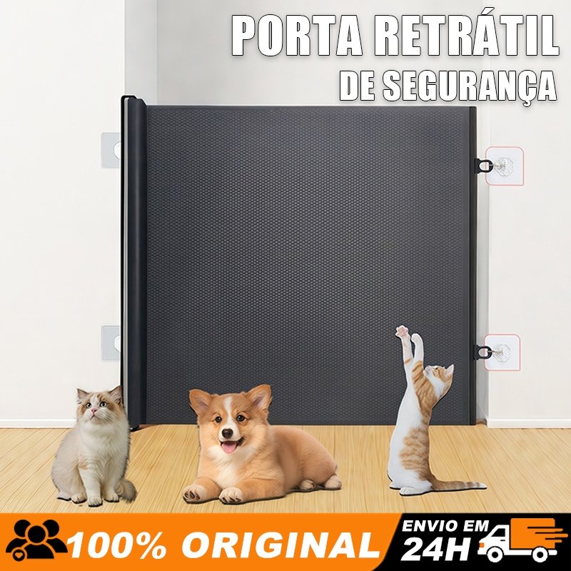 Tela de Proteção Retrátil Anti-pulo para Cachorro e Gato Ajustável 110cm/150cm/180cm
