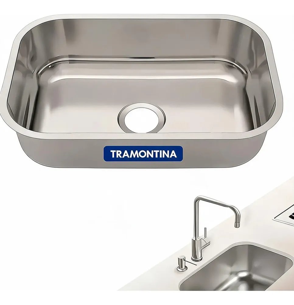Cuba Aço Inox Para Cozinha Retangular Tramontina 47x30 Inox