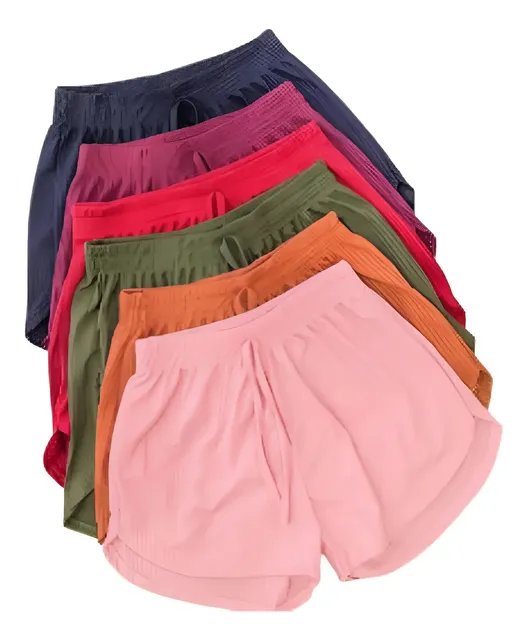 Kit 4 Shorts Feminino Malha Canelada Moda Praia