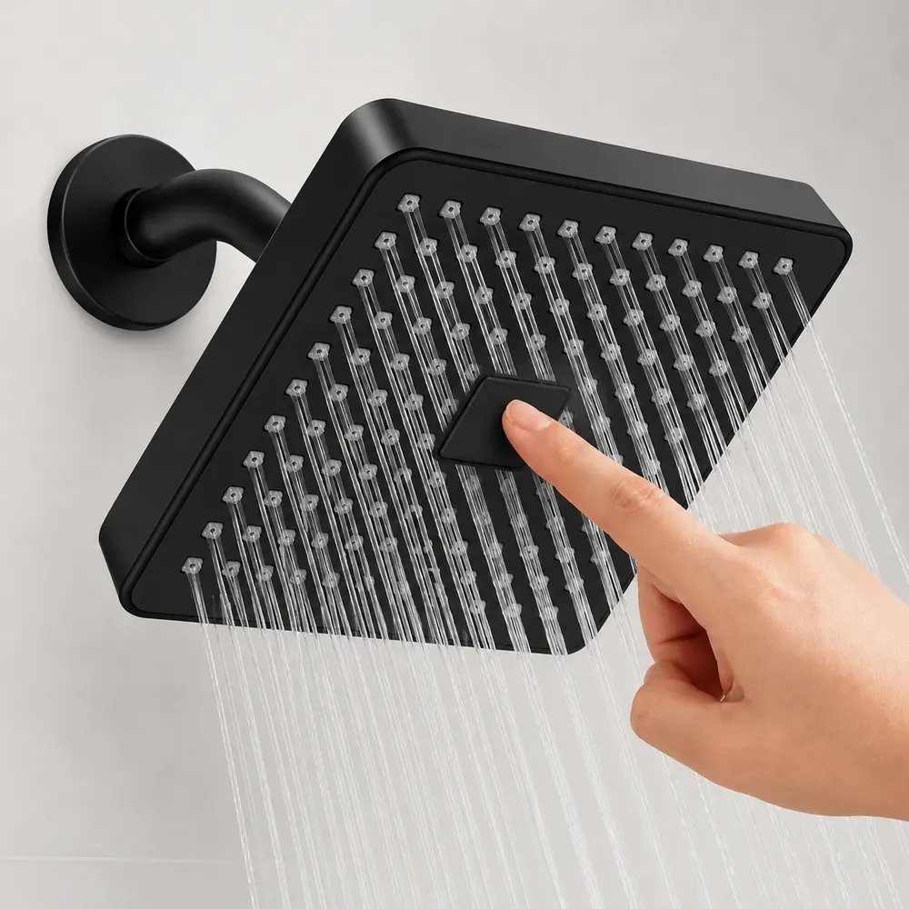 Heemli Ducha Chuveiro Alta Autolimpante Articulável Quadrada Preto Fosco