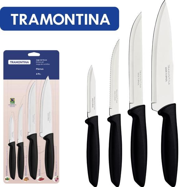 Jogo De Facas Tramontina Plenus 4 Peças Em Aço Inox