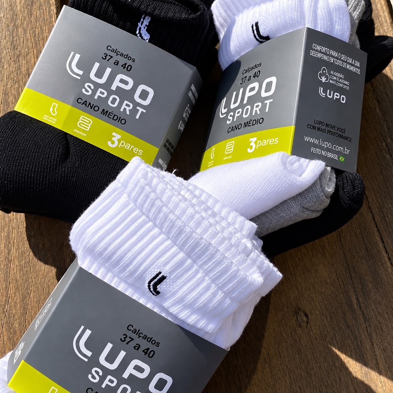 Kit 10 Pares Meia Lupo Original Masculina Cano Médio Algodão (37 ao 40)