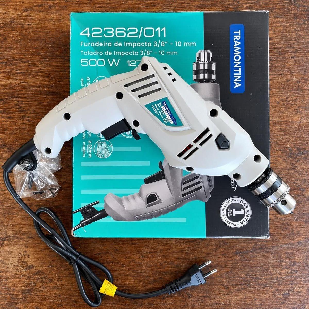 Furadeira De Impacto 500 W 3/8 Cinza Tramontina - 127v
