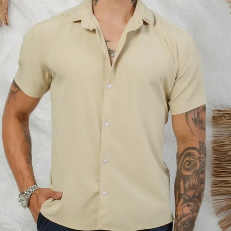 Camisa Social Masculina Gola Italiana Confortável (P ao XG)