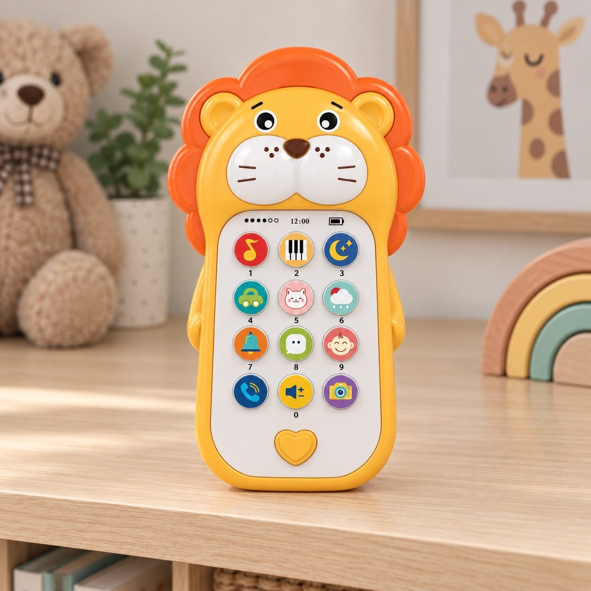 Brinquedo Interativo Bebê Telefone Musical Educativo Mordedor Sensorial Leão Maxi Baby