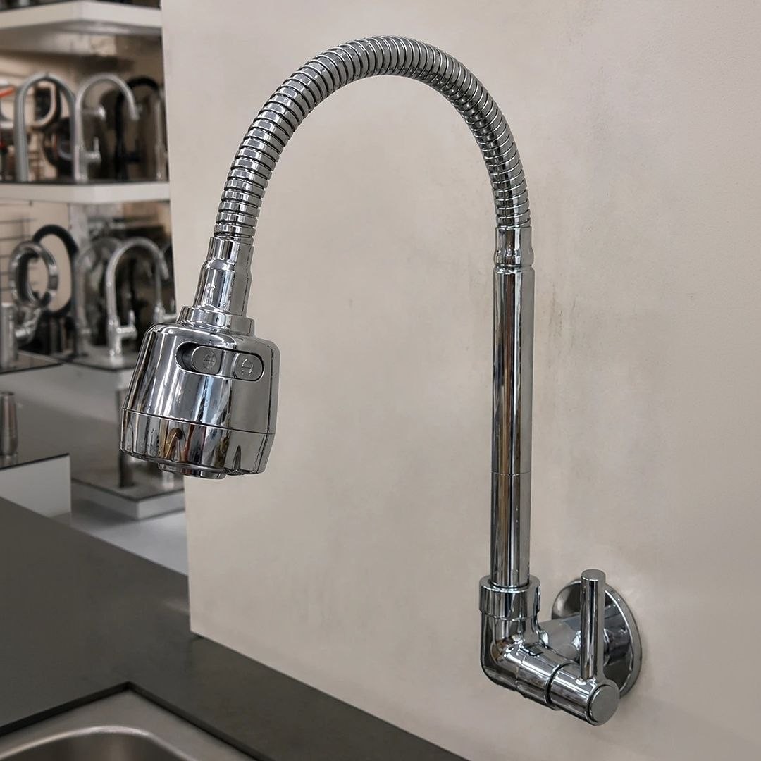 Torneira Cozinha Gourmet Flexível Luxo Parede 1/4 De Volta Metal