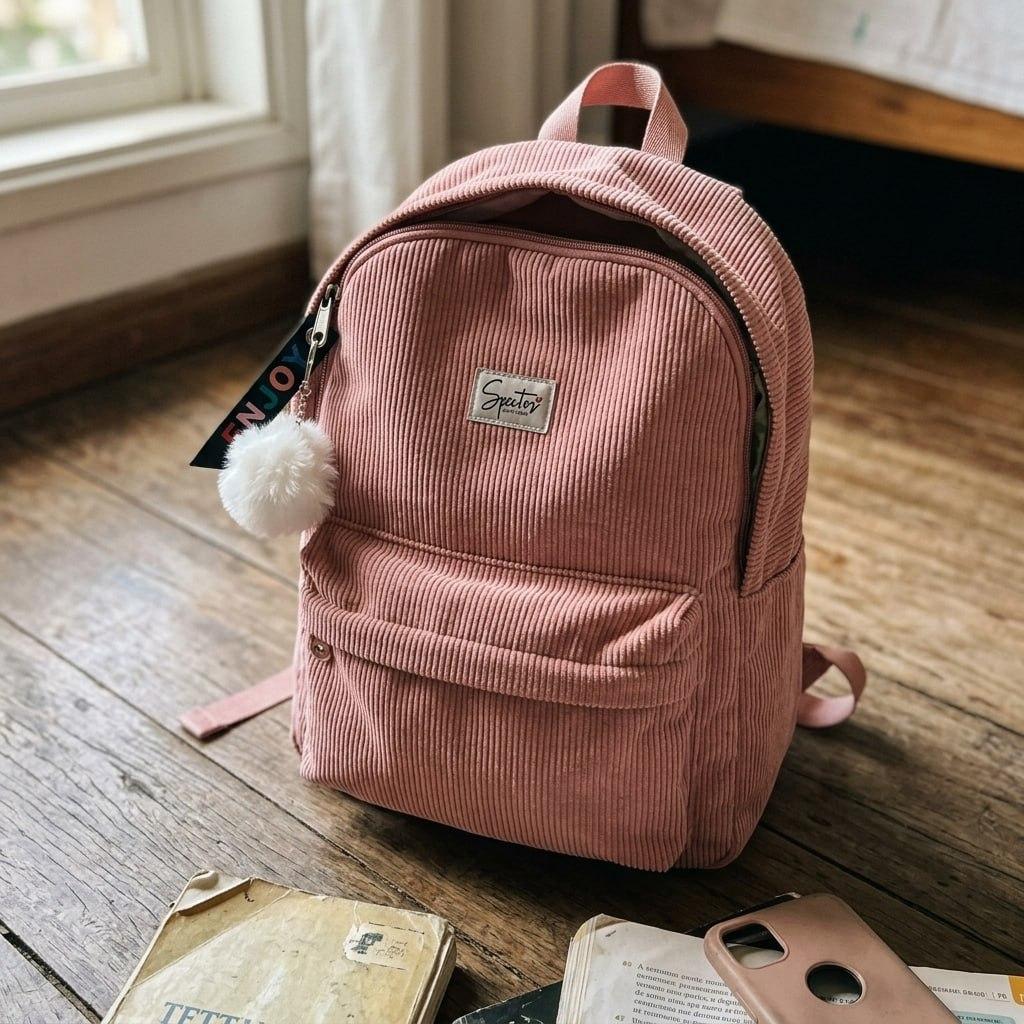 Mochila Urbana Feminina Spector Rosa 16.5L com Chaveiro Pelinho