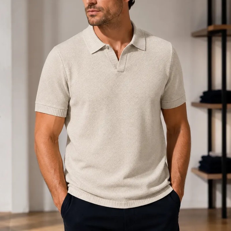 Camisa Polo Hering Masculina Trico Leve Respirável Estilo Cáqui