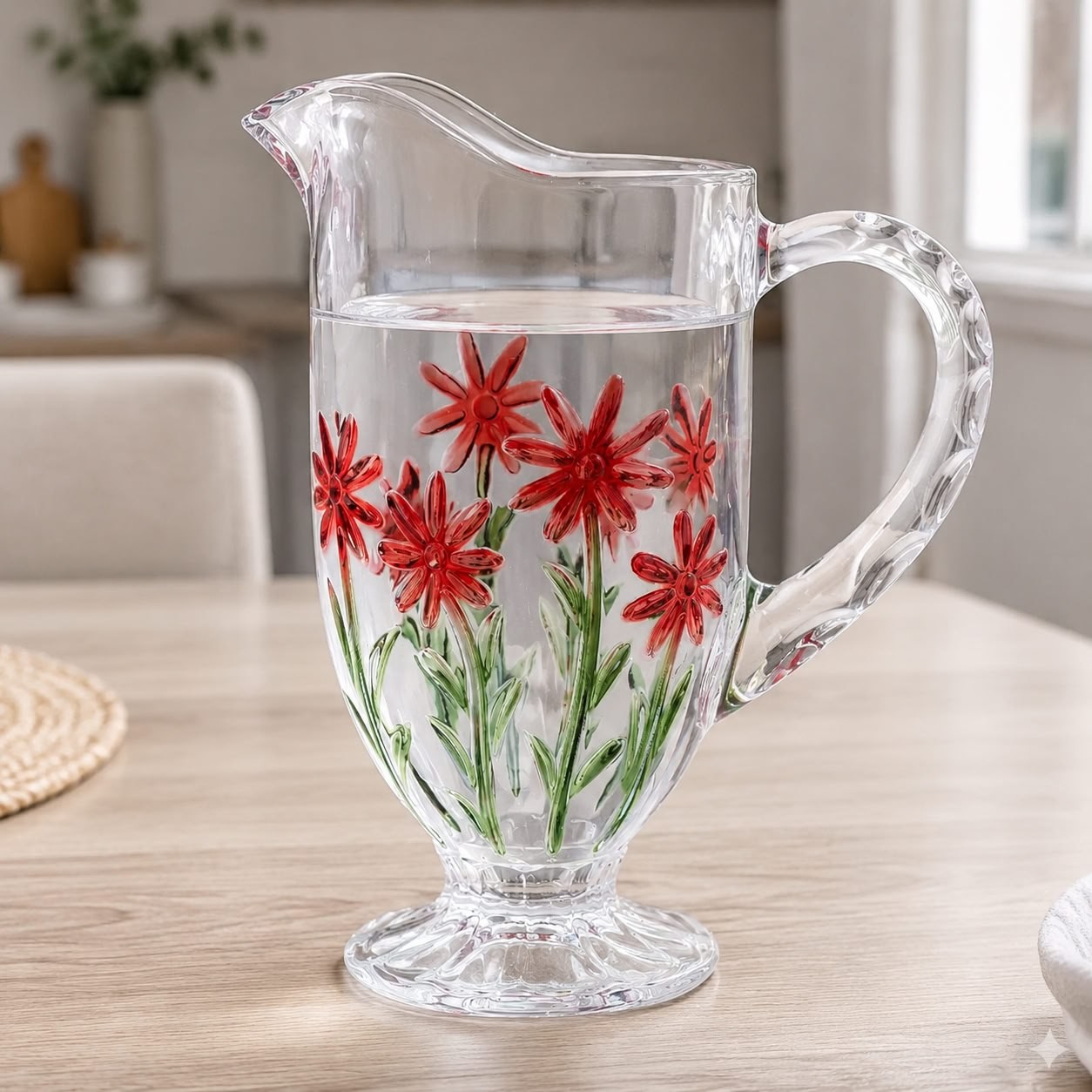 Jarra Red Flower 1,3l Cristal Ecológico - Wolff