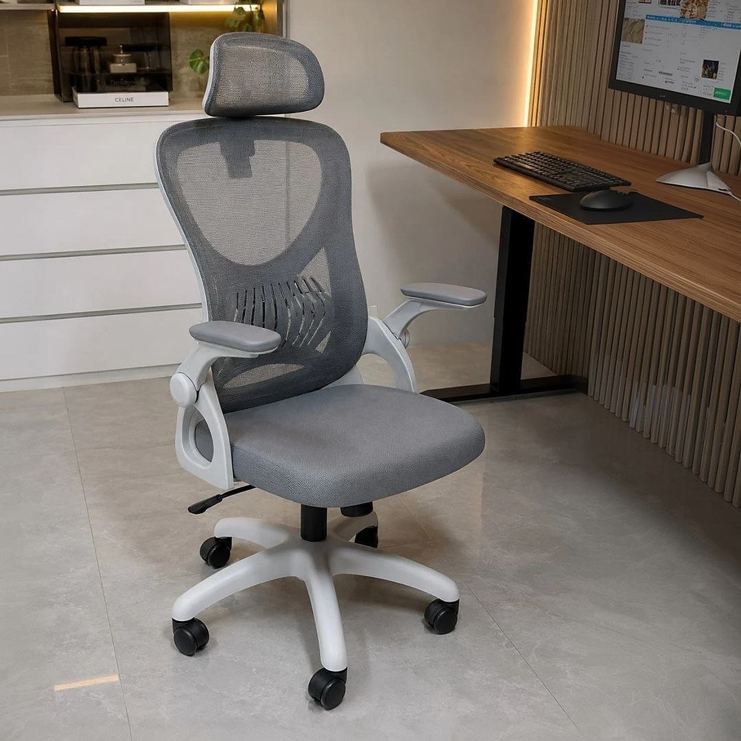 Cadeira De Escritório Columbus Presidente Ergonomica Cinza Mesh