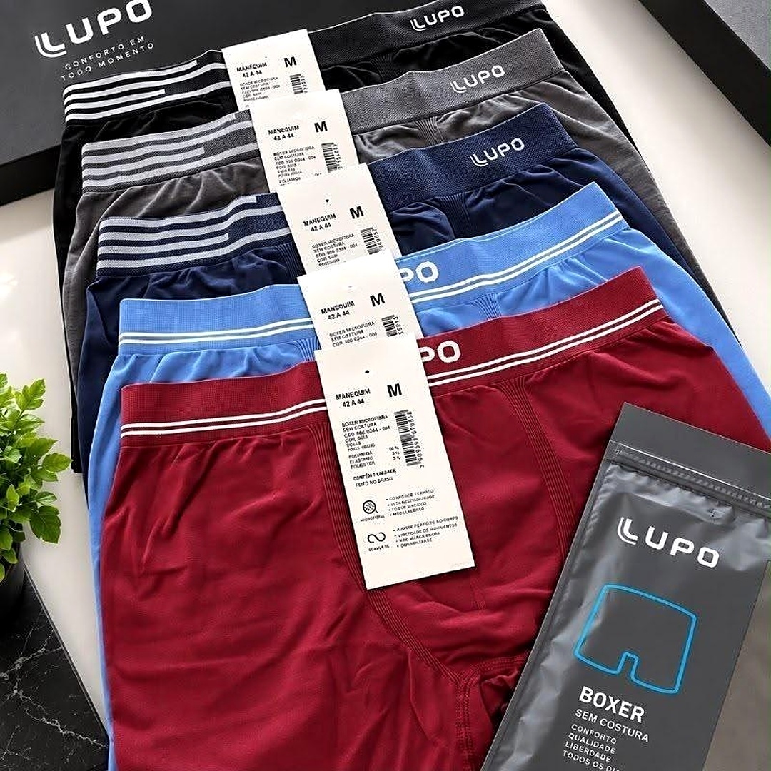 🩲 Kit com 6 Cuecas Boxer Lupo Microfibra sem Costura