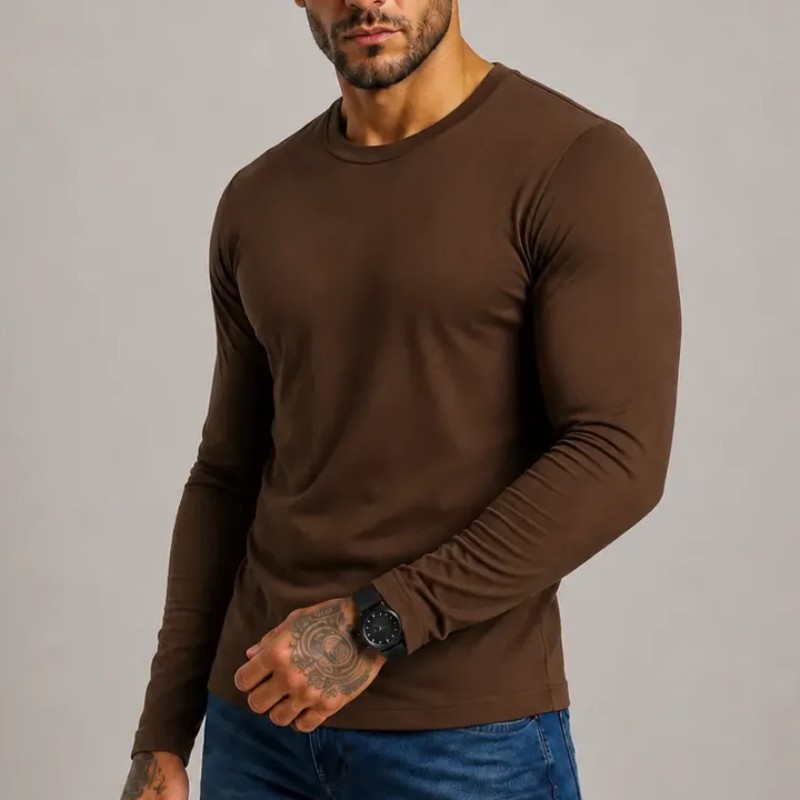 Kit 3 Camiseta Manga Longa Masculina Slim Algodão 30.1 Zaroc (P ao GG)