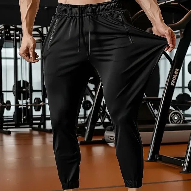 Calça Masculina Tactel Jogger Esportiva Academia Slim Treino Preto Tactel