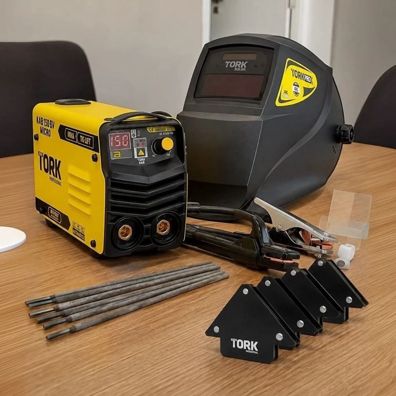 Super Inversor Solda 150a 110/220v Bivolt + Mascara Eletrodo
