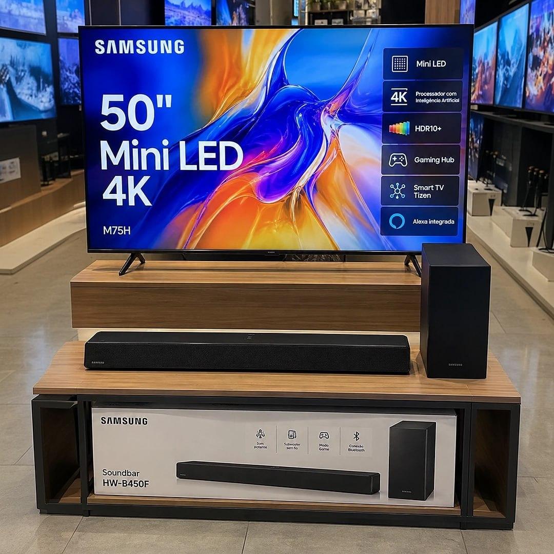 Samsung Smart Tv 50 Mini Led 4k M75h + Soundbar Hw-b450f