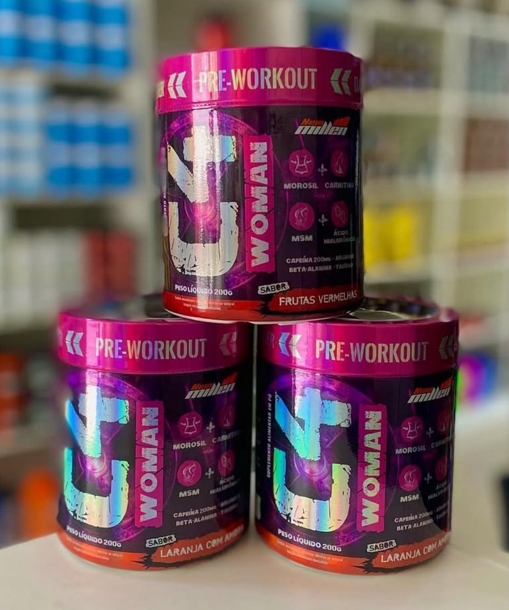 Pré Treino C4 Woman 200g New Millen c/ Ácido Hialurônico Sabor Laranja E Amora