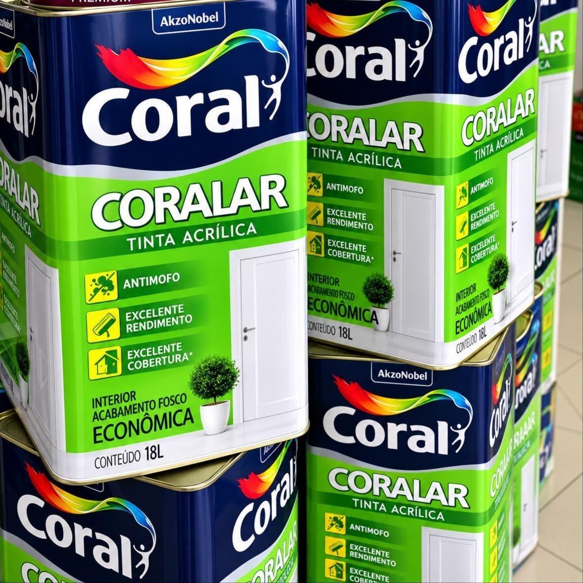 Tinta Coral Latex Acrílica Anti Mofo Branco Fosco 18L Coralar