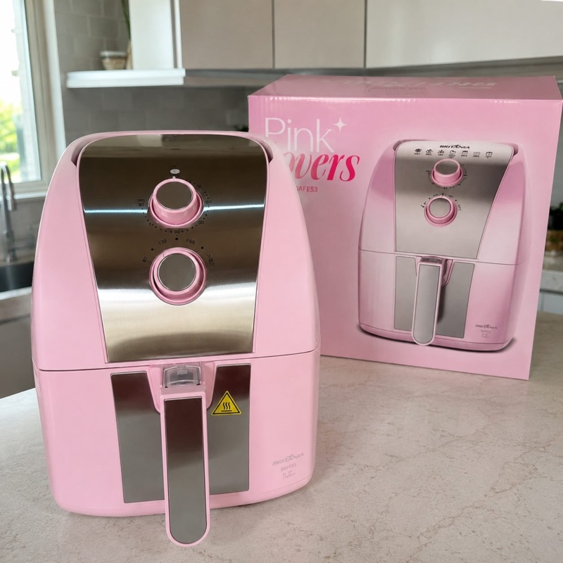 Air Fryer Rosa Britânia 5,5L Sem Óleo 1500W BAFE53 127V