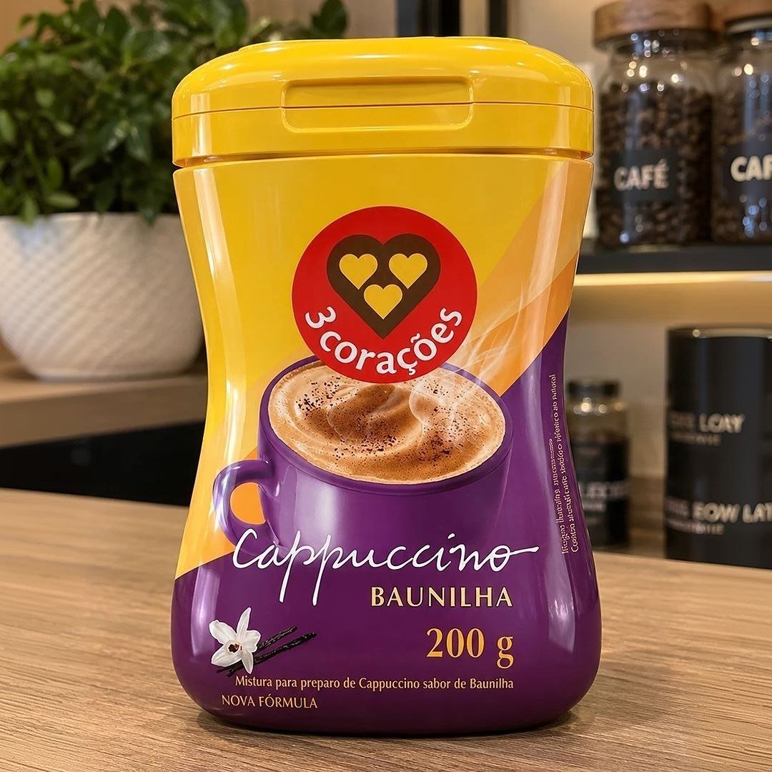 3 Corações Cappuccino Sabor Baunilha, 200g, Moído