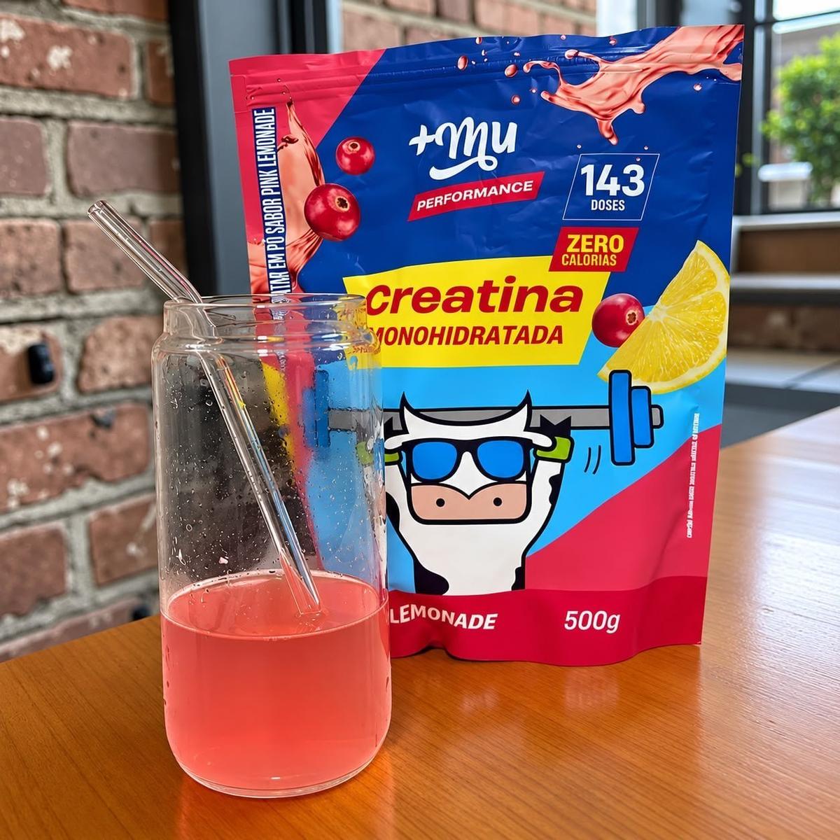Creatina Monohidratada 100% Pura Mais Mu Sabor Melancia 500g