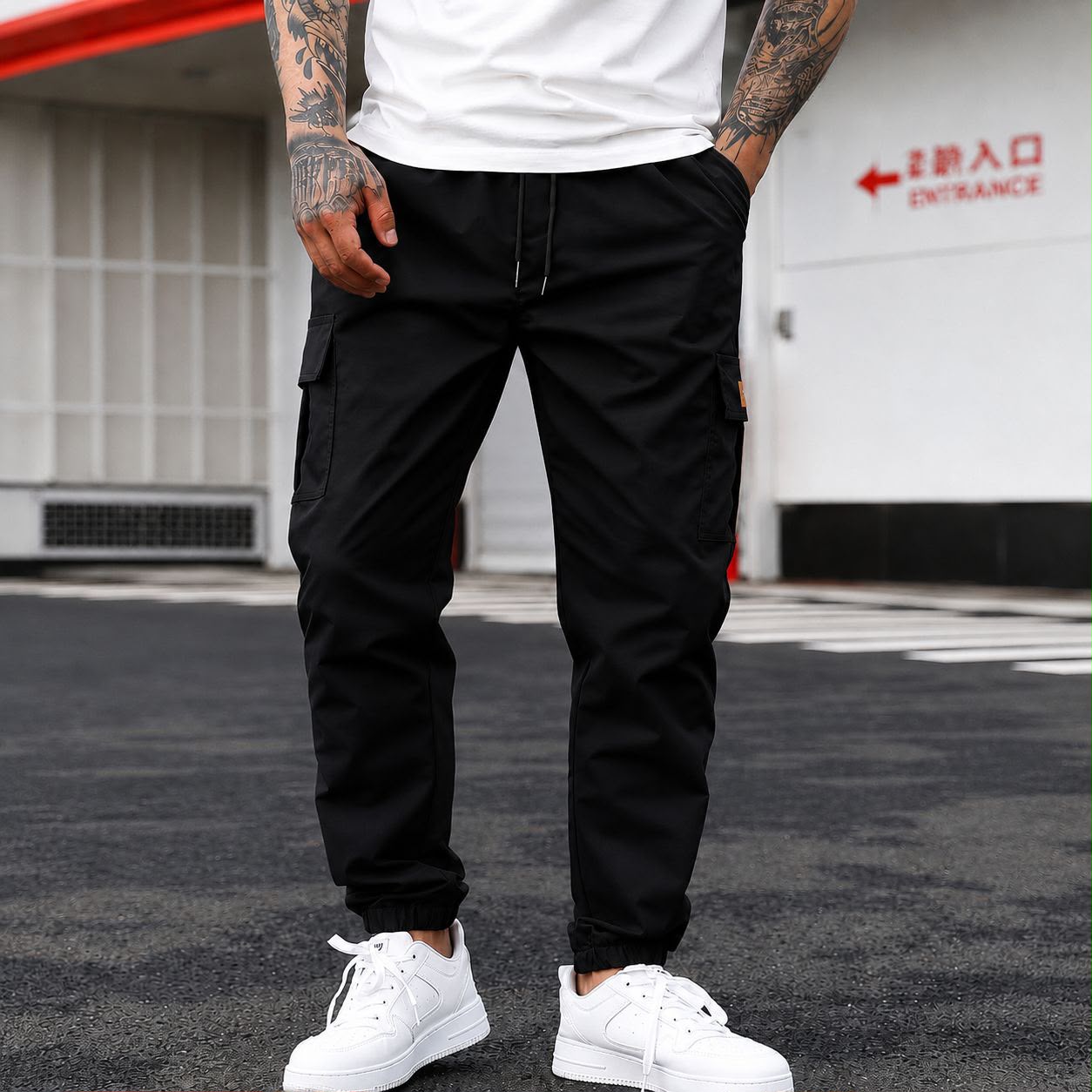 Calça Jogger Cargo Sarja Calca Streetwear Punho