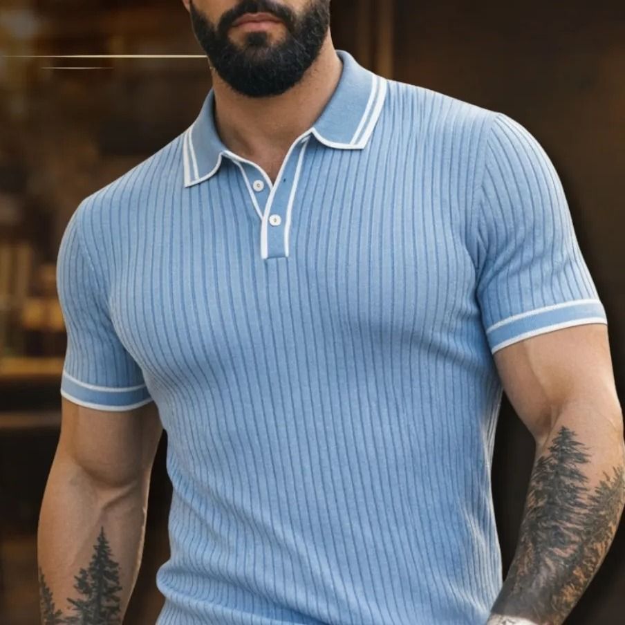 Polo De Tricô Slim Fit Premium Italiana Masculina Old Money Tricot Texturizado (P ao GG)