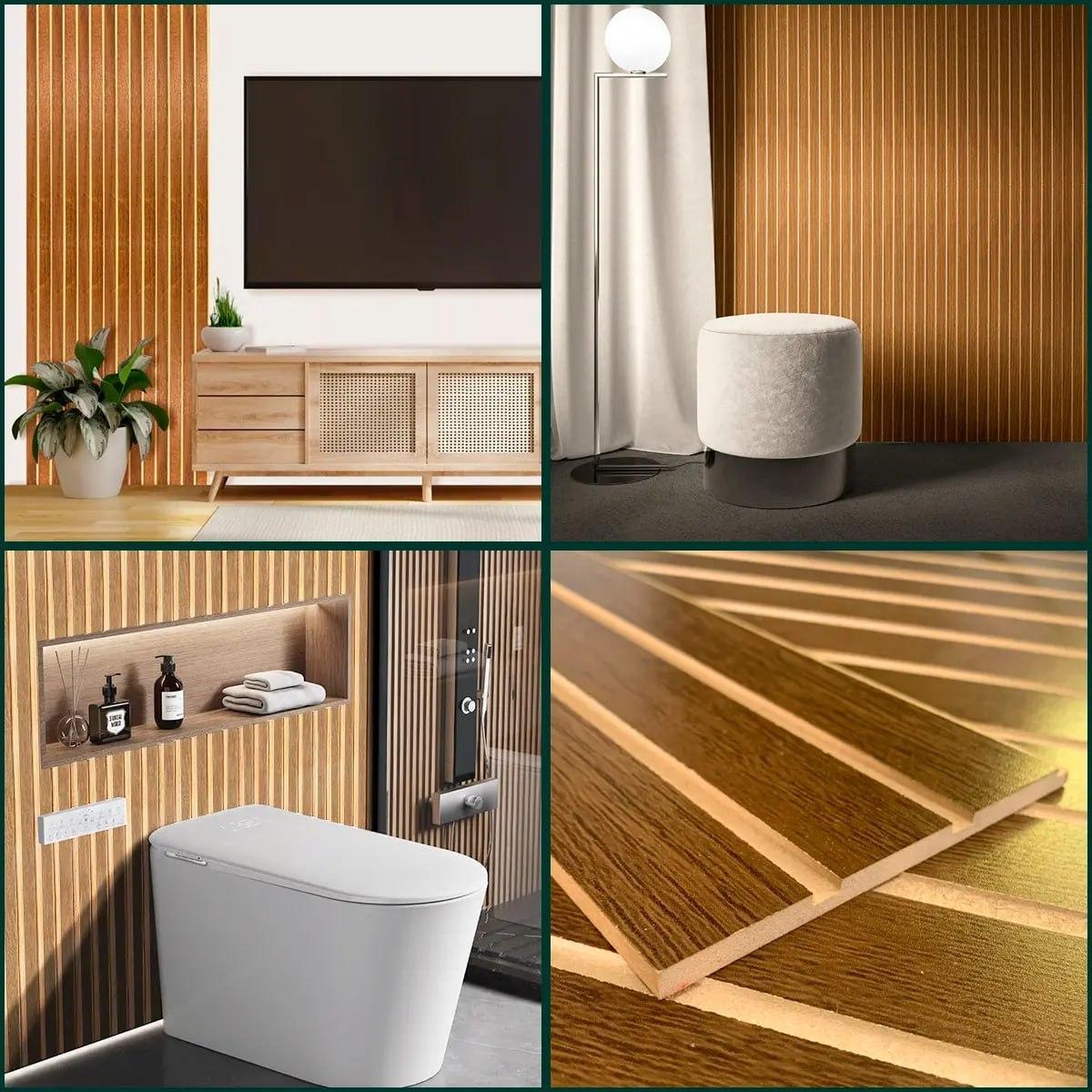 Kit 30 Placas 3d Decorativa Ripada Mdf Autocolante Cabeceira