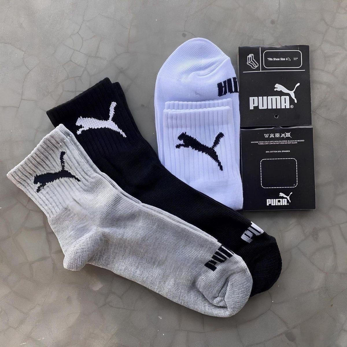 Kit com 6 Pares Meias Puma Cano Médio Alto Atoalhada