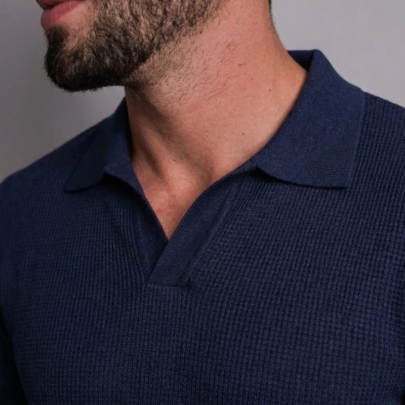 Camisa Gola Polo Italiana Masculina Elegante Texturizada M