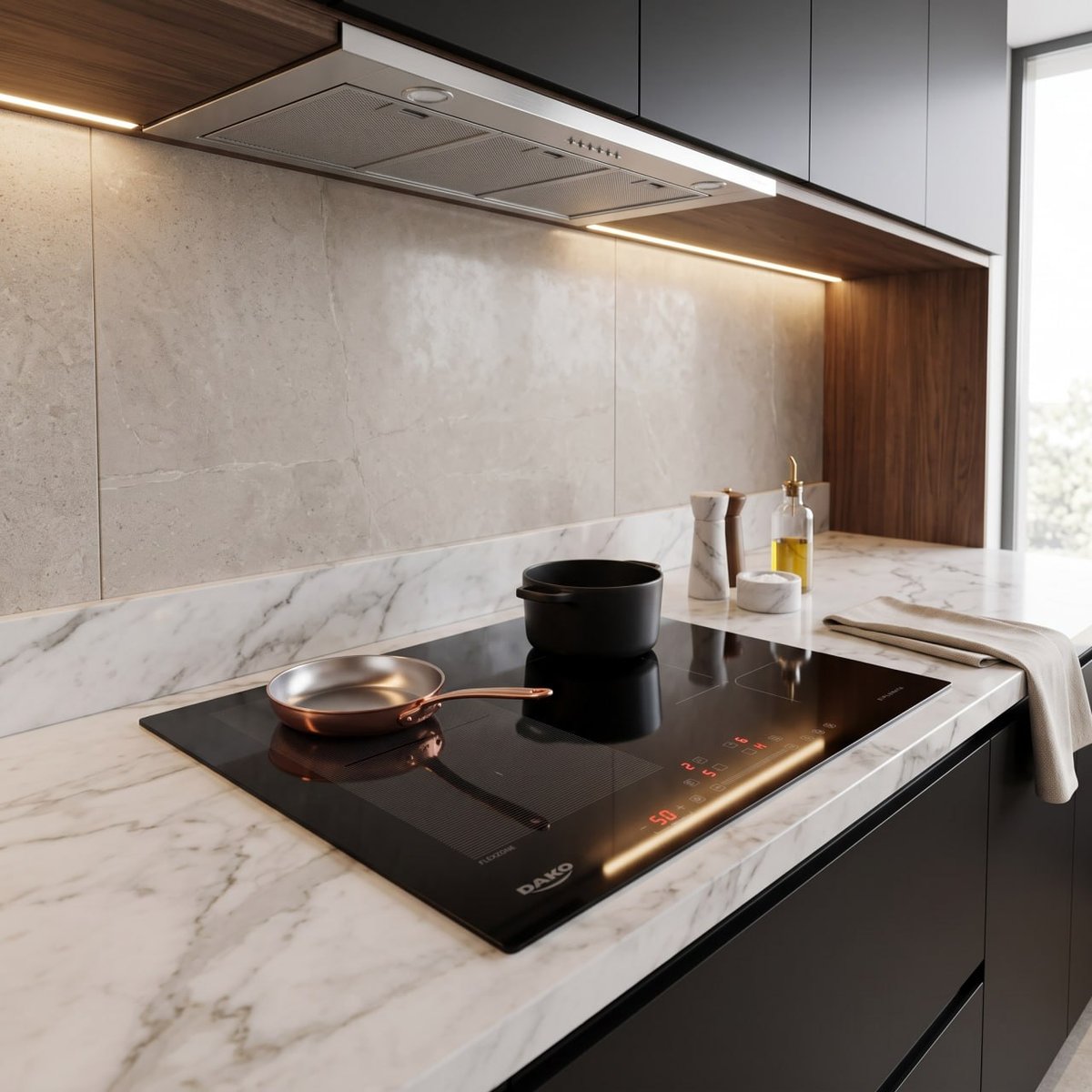 Cooktop De Indução 4 Bocas Dako Diplomata com Zona Flexível e Função Turbo Preto