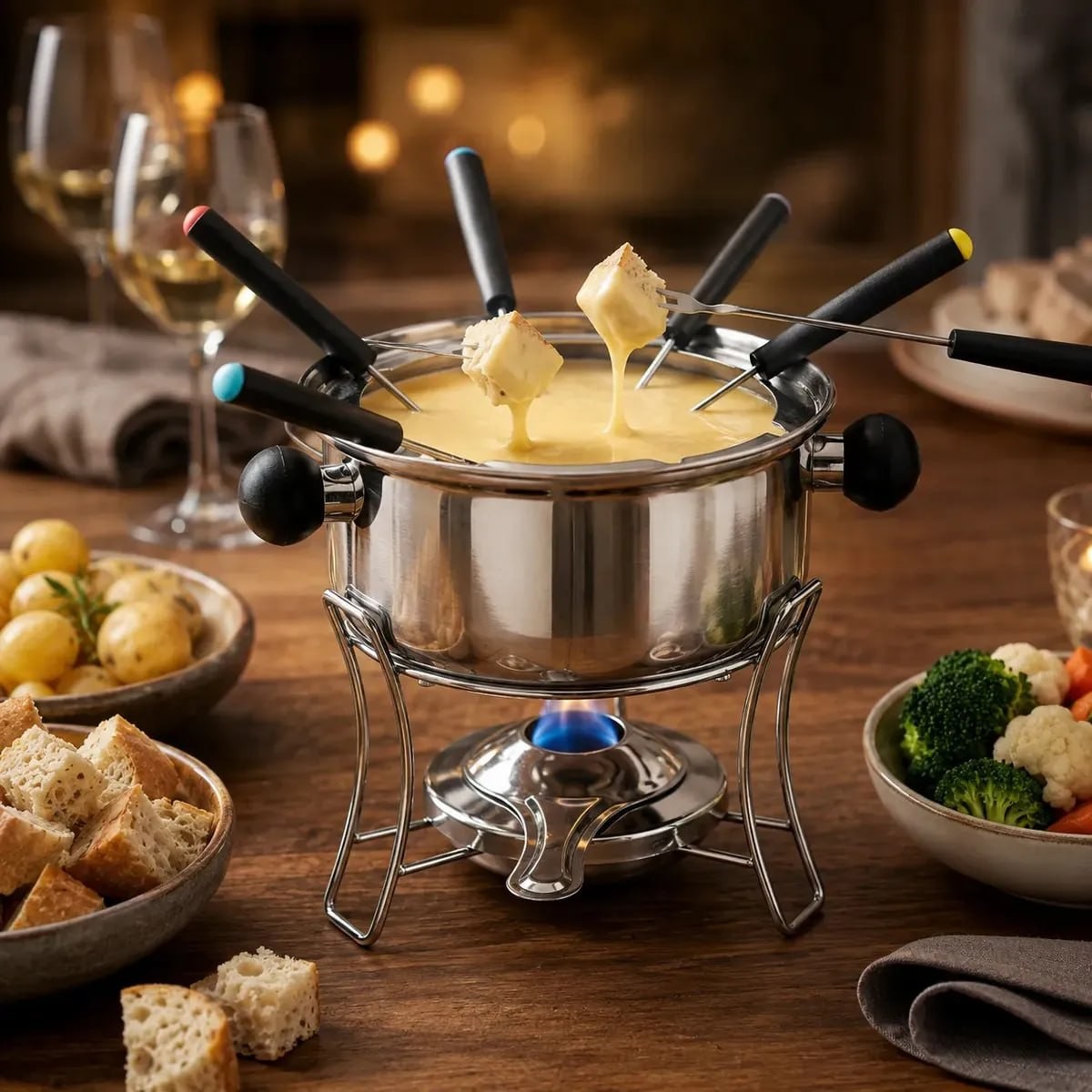 Kit Fondue 10 Peças Inox Jogo De Panelas 1l Tattoo Style