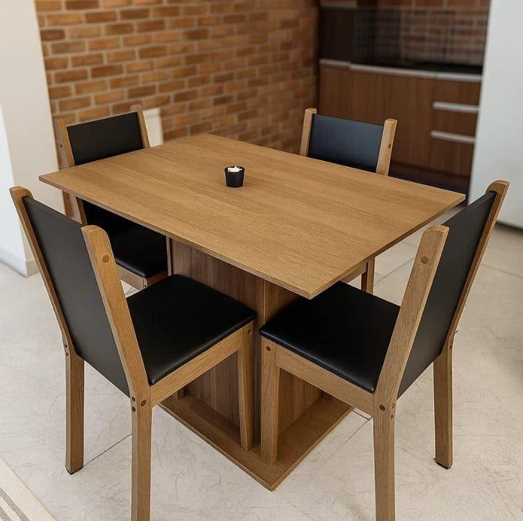 Sala De Jantar Mesa Tampo De Vidro 4 Cadeiras Tifani Madesa XMMDJA040165