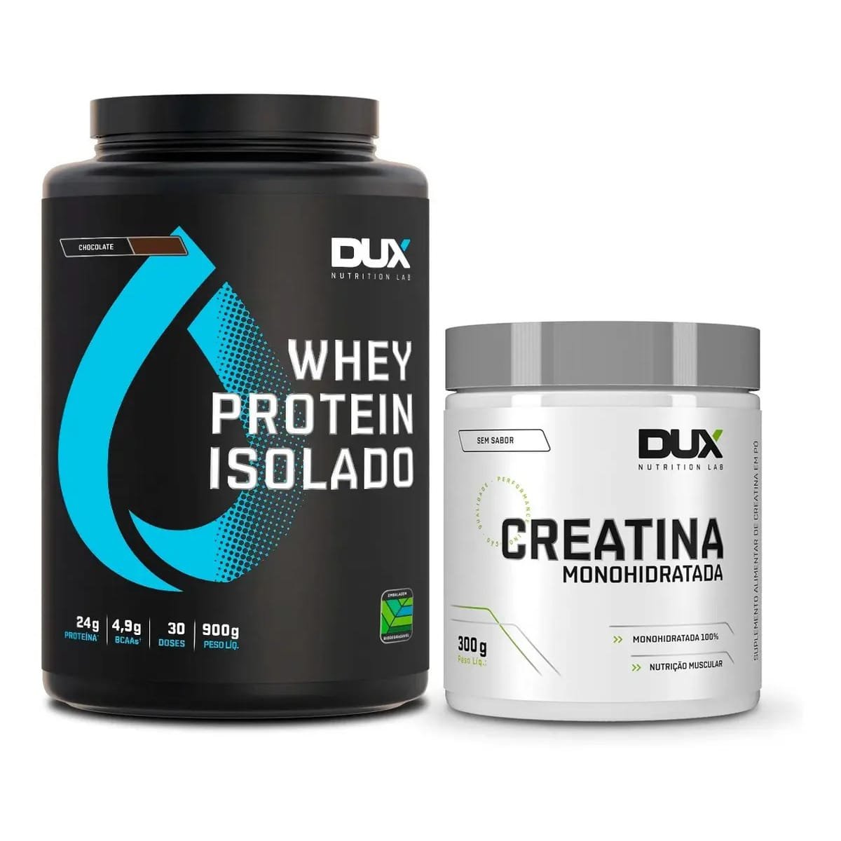 Whey Protein Isolado 900g + Creatina Pura 300g Dux Nutrition Sabor Baunilha
