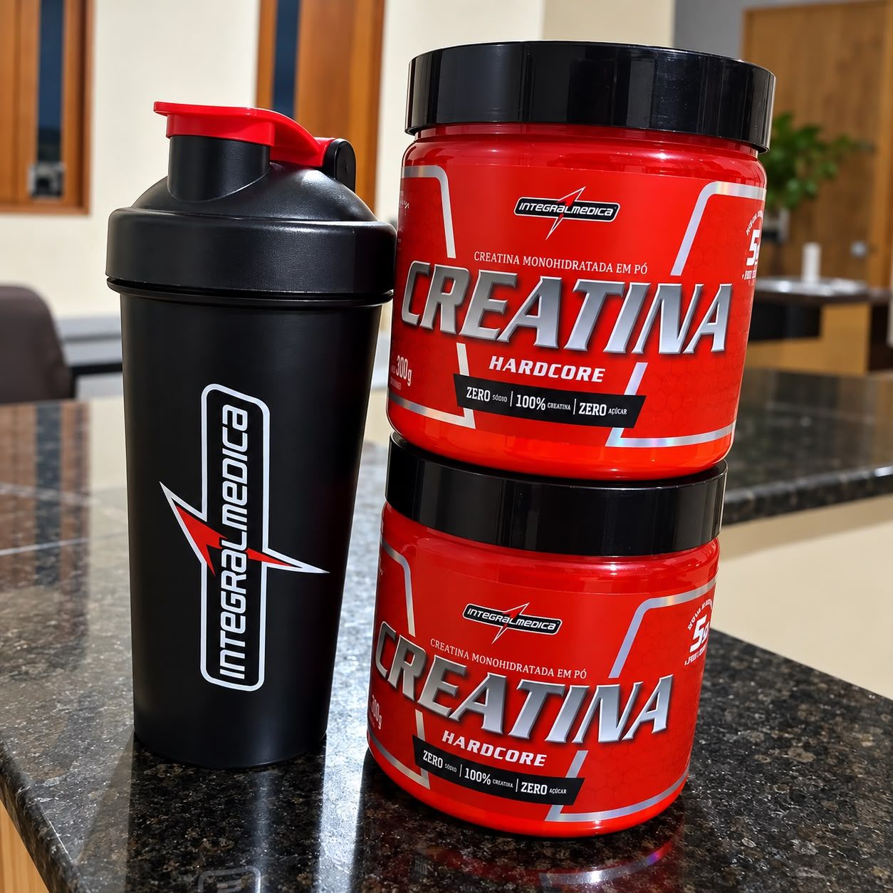 Kit 2 Creatina Integralmedica 300g + Coqueteleira 600ml