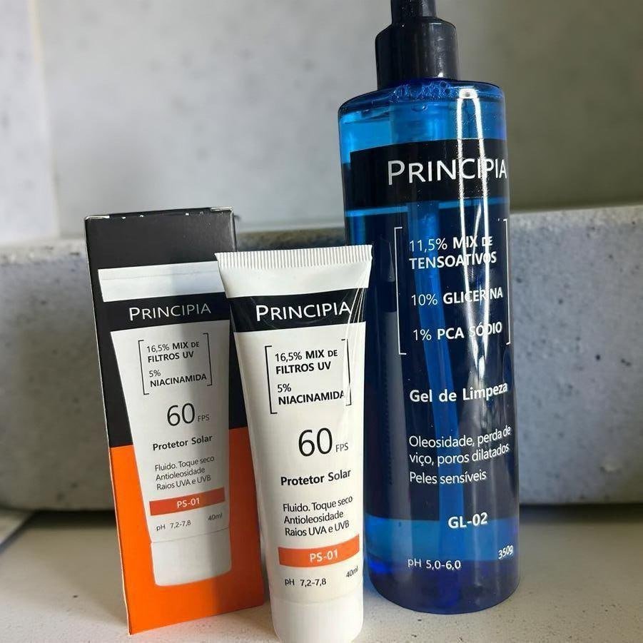 Principia Kit Gel De Limpeza Gl-02 + Protetor Solar Fps 60 Todo Tipo De Pele Dia/noite
