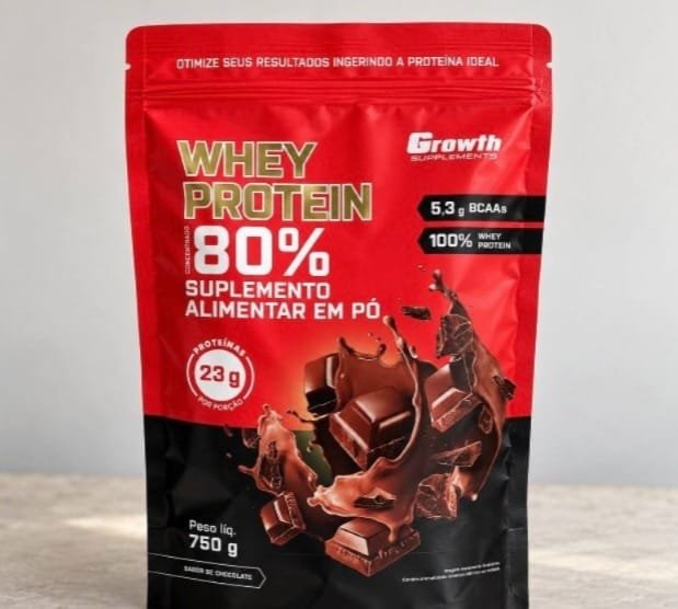Whey Concentrado 750g Growth Supplements - Variados Sabores Chocolate