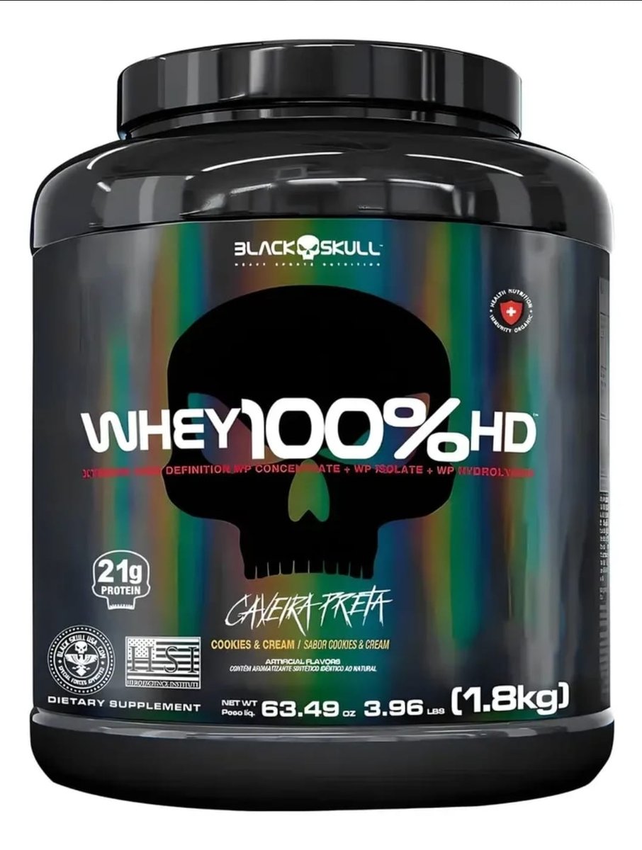 Whey 100% HD Pote 1.8kg Cookies and Cream Black Skull