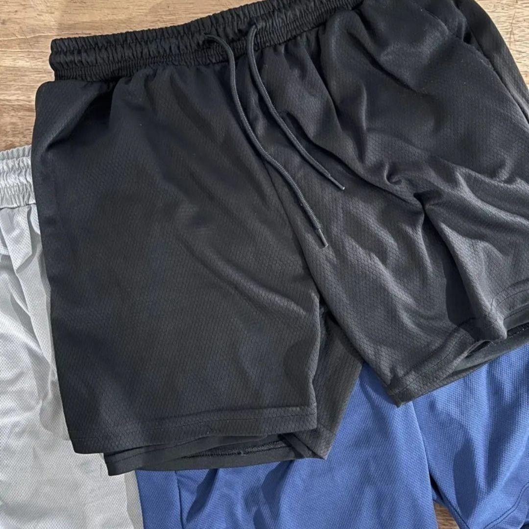 Kit 4 Shorts 2 Em 1 Duplo Dryfit Masculino Compressão Térmic