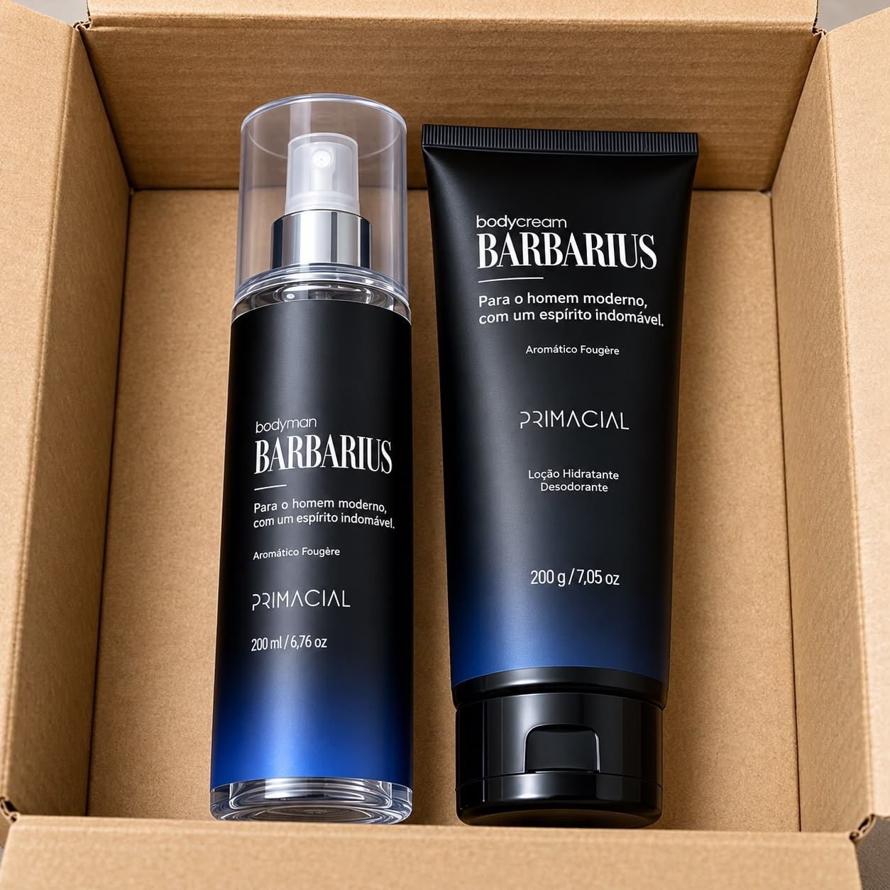 Kit Body Splash Barbarius + Hidratante Desodorante Masculino