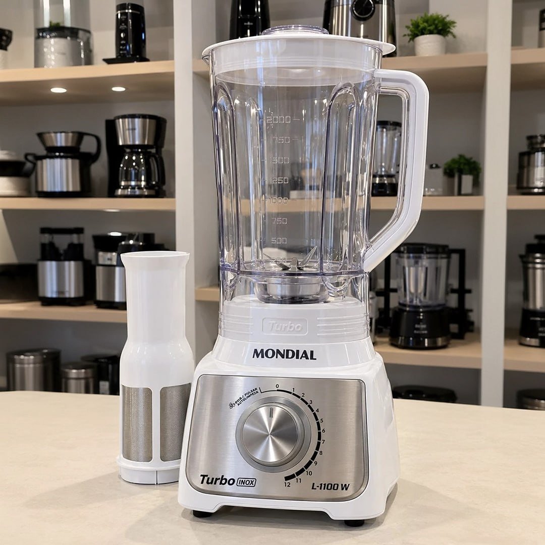 MONDIAL, Liquidificador Turbo Branco/Inox 1100W, 110V - L-1100-WI
