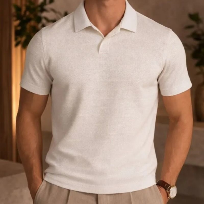 Camisa Polo Masculina Tricô Texturizado Gola Clássica Basica (P ao GG)