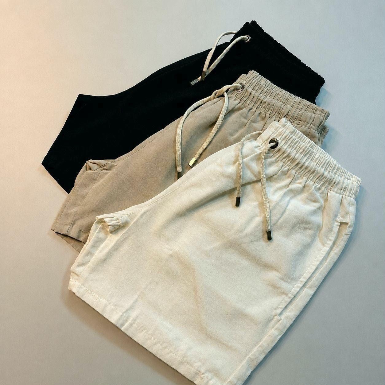 Kit 3 Shorts Masculino Bermuda Linho Verão Envio Imediato (P ao XG)
