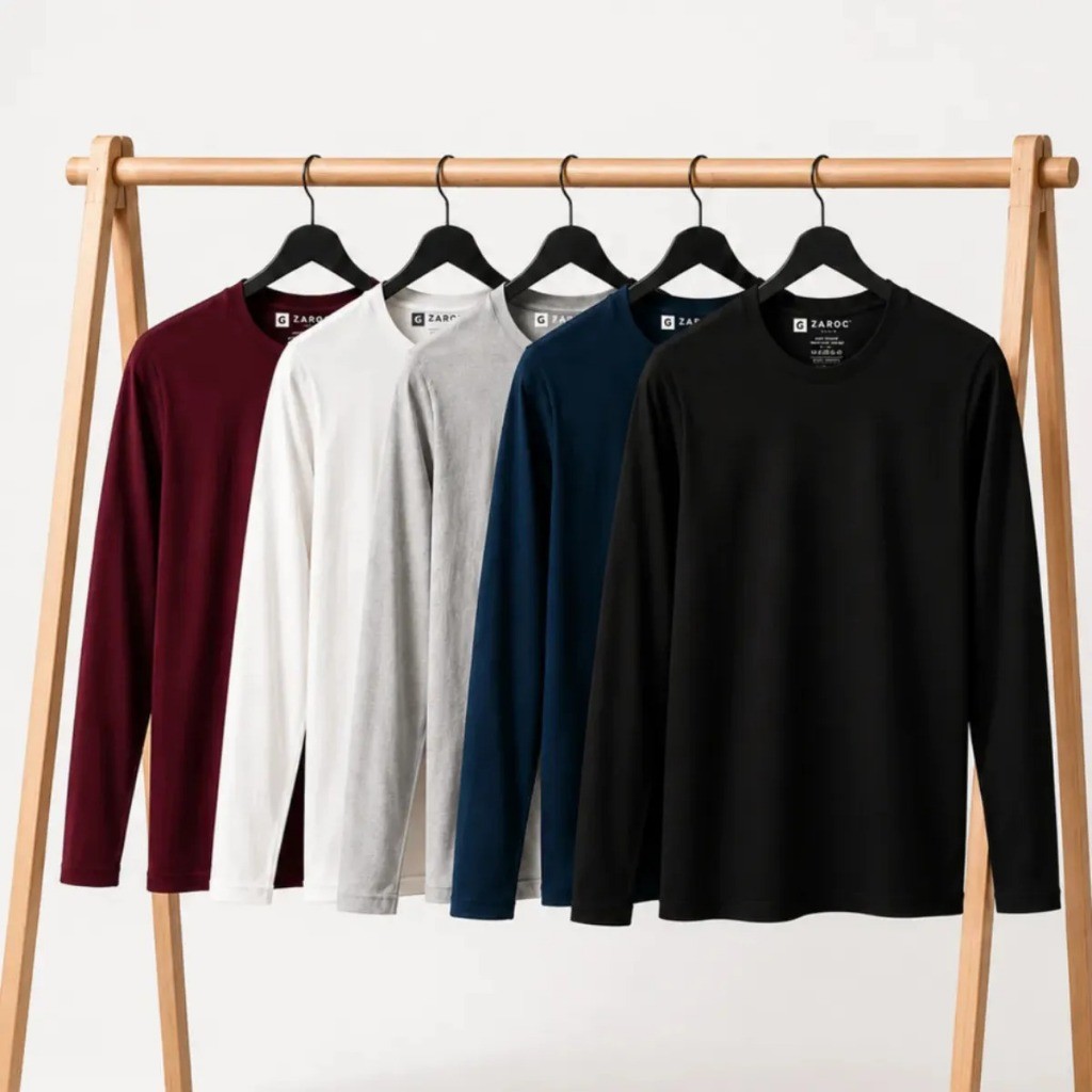 Kit 3 Camiseta Manga Longa Masculina Slim Algodão 30.1 Zaroc