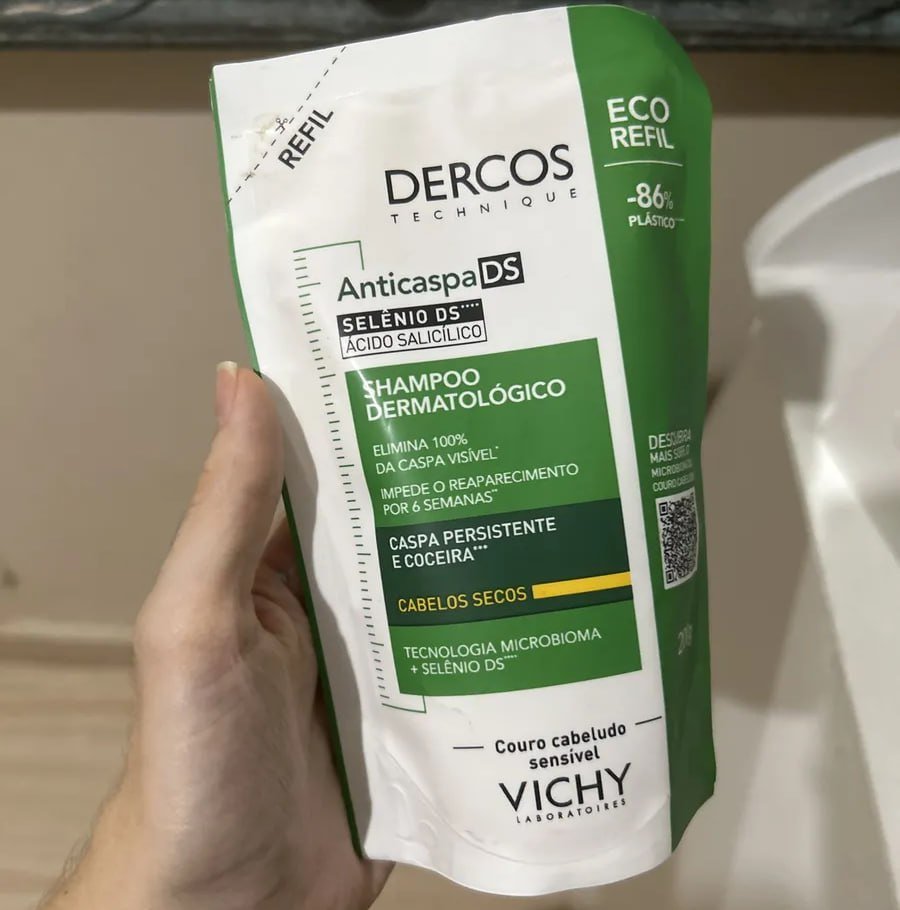Refil Shampoo Anticaspa Intensivo Cabelos Secos Dercos Vichy 200g