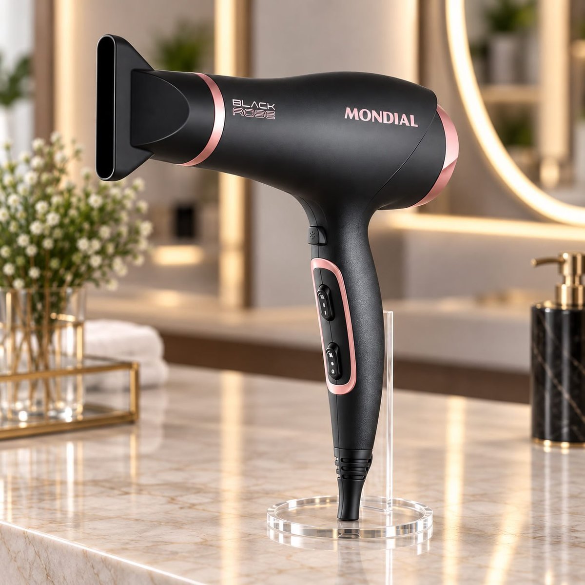 Secador De Cabelos Mondial 2200w Sc-37-bi Preto/golden Rose