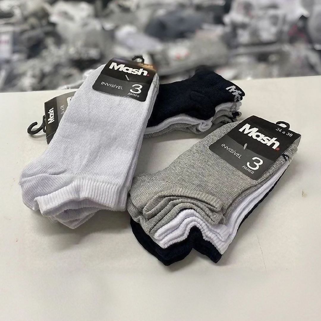 Kit 10 Pares Meia Invisível Soquete Algodão Confortável Mash