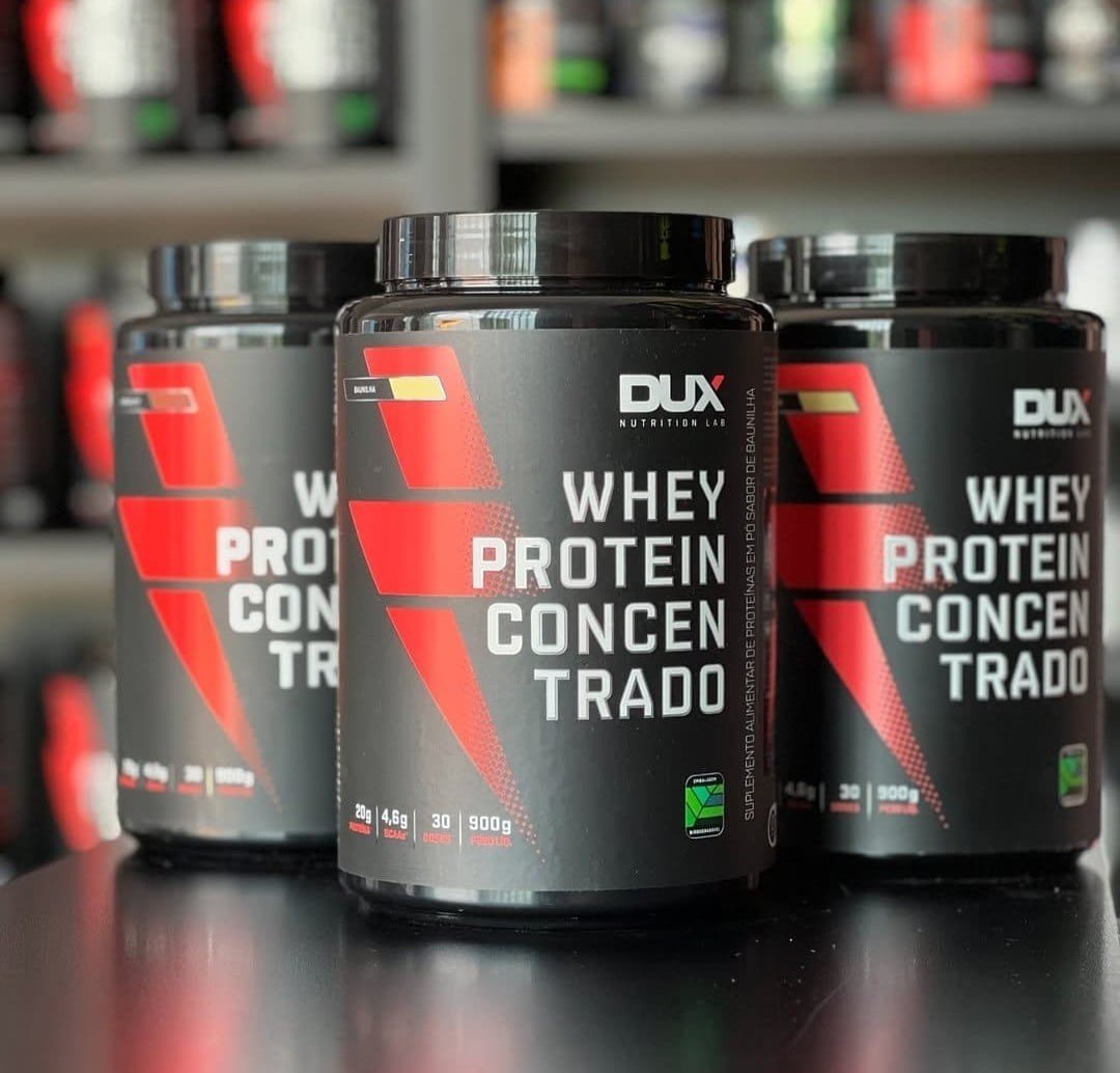 Dux Whey Concentrado 100% Puro Para Ganho De Massa - 900g Sabor Baunilha