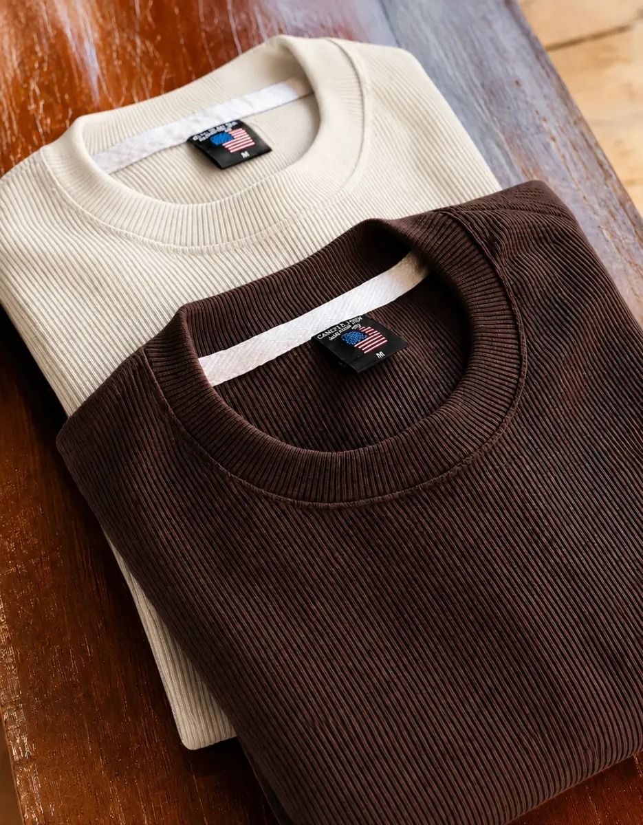 Kit 2 Camisetas Oversized Masculina Texturizado Premium Kit 2 Over - Preto Marrom (P ao GG)