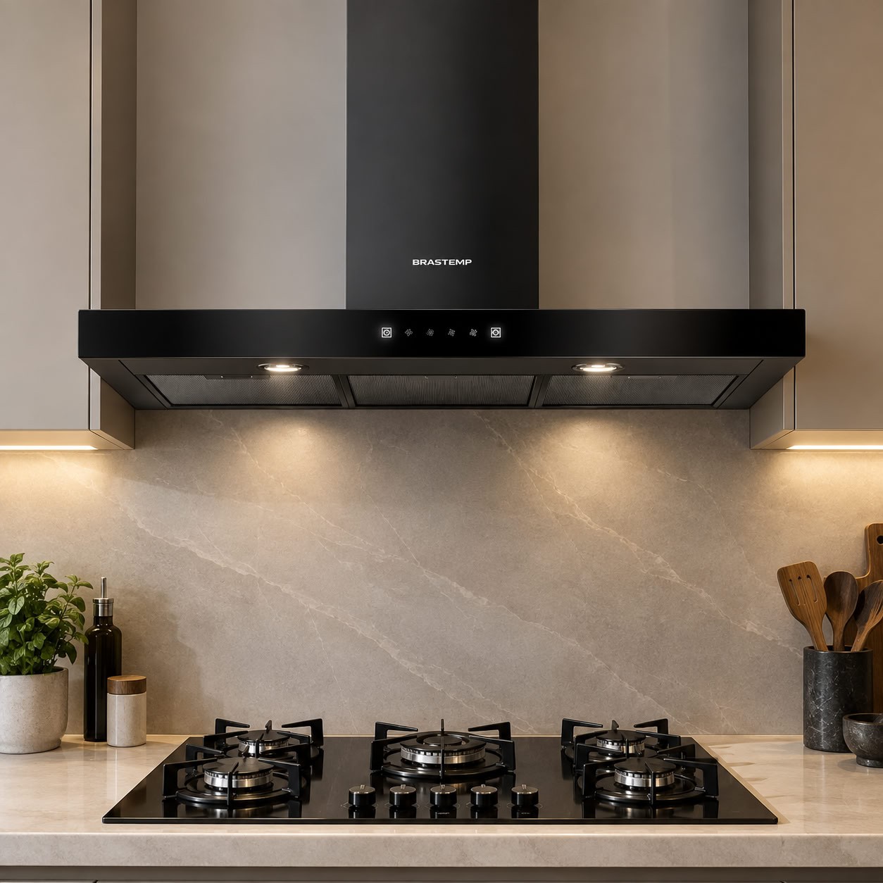 Coifa Brastemp Inox 5 E 6 Bocas Com Timer Autodesligamento Preto 127v